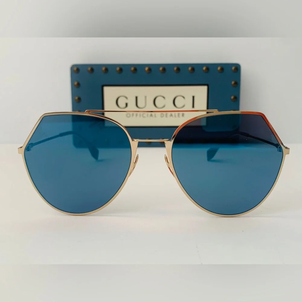 💯 - New Authentic Fendi Eyeline Blue Metal Sunglasses FF 0194/S 000552A